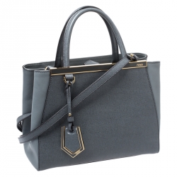 Pre Owned Fendi Grey Leather Mini 2Jours Tote