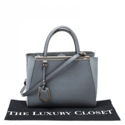 Pre Owned Fendi Grey Leather Mini 2Jours Tote