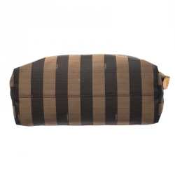Pre Owned Fendi Tobacco/Brown Pequin Striped Canvas and Leather Tote