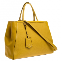 Pre Owned Fendi Yellow Leather Medium 2Jours Tote