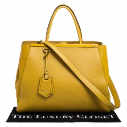 Pre Owned Fendi Yellow Leather Medium 2Jours Tote