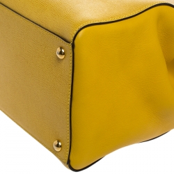 Pre Owned Fendi Yellow Leather Medium 2Jours Tote