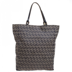 Pre Owned Fendi Blue/Beige Zucchino Canvas Tote