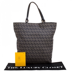 Pre Owned Fendi Blue/Beige Zucchino Canvas Tote