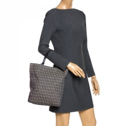 Pre Owned Fendi Blue/Beige Zucchino Canvas Tote