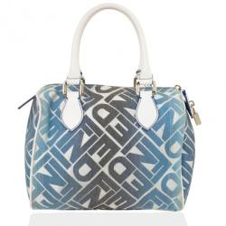 Pre Owned Fendi Forever Blue and White Boston Bag