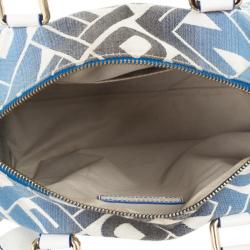 Pre Owned Fendi Forever Blue and White Boston Bag