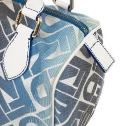 Pre Owned Fendi Forever Blue and White Boston Bag