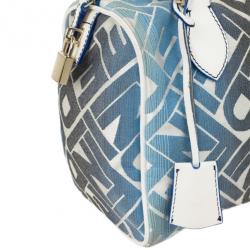 Pre Owned Fendi Forever Blue and White Boston Bag