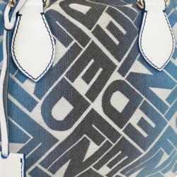 Pre Owned Fendi Forever Blue and White Boston Bag