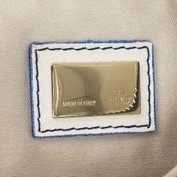 Pre Owned Fendi Forever Blue and White Boston Bag