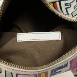 Pre Owned Fendi White Multi Color Zucca Forever Boston Bag