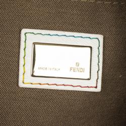 Pre Owned Fendi White Multi Color Zucca Forever Boston Bag