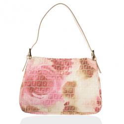 مملوكة مسبقًا Fendi Pink and White Floral Zucchino Forever Mamma Flap Bag