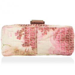 مملوكة مسبقًا Fendi Pink and White Floral Zucchino Forever Mamma Flap Bag