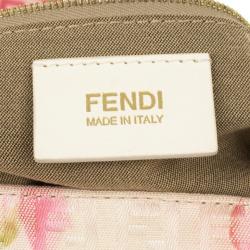 مملوكة مسبقًا Fendi Pink and White Floral Zucchino Forever Mamma Flap Bag