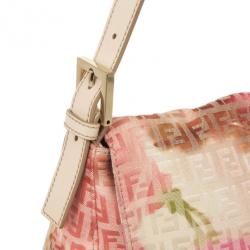 مملوكة مسبقًا Fendi Pink and White Floral Zucchino Forever Mamma Flap Bag