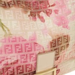 مملوكة مسبقًا Fendi Pink and White Floral Zucchino Forever Mamma Flap Bag