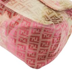مملوكة مسبقًا Fendi Pink and White Floral Zucchino Forever Mamma Flap Bag