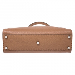 Pre Owned Fendi Tan Selleria Leather Medium Peekaboo Top Handle Bag