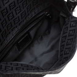 Pre Owned Fendi Black Zucchino Canvas and Leather Mama Baguette Bag