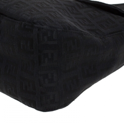 Pre Owned Fendi Black Zucchino Canvas and Leather Mama Baguette Bag