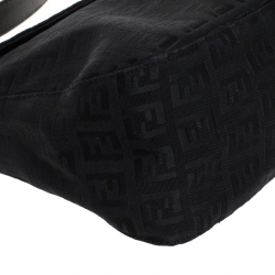 Pre Owned Fendi Black Zucchino Canvas and Leather Mama Baguette Bag