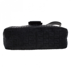 Pre Owned Fendi Black Zucchino Canvas and Leather Mama Baguette Bag