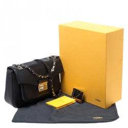 Fendi Black Leather Be Baguette Shoulder Bag