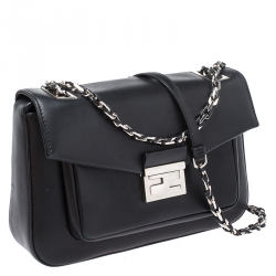 Fendi Black Leather Be Baguette Shoulder Bag