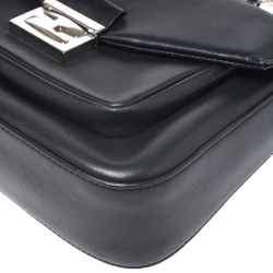 Fendi Black Leather Be Baguette Shoulder Bag
