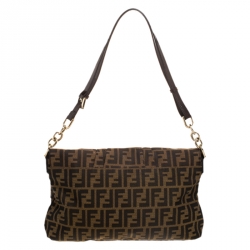 Pre Owned Fendi Tobacco Zucca Canvas Mia Shoulder Bag