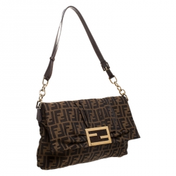 Pre Owned Fendi Tobacco Zucca Canvas Mia Shoulder Bag