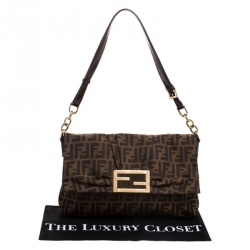 Pre Owned Fendi Tobacco Zucca Canvas Mia Shoulder Bag
