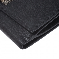 Pre Owned Fendi Black Selleria Leather Peekaboo Long Wallet