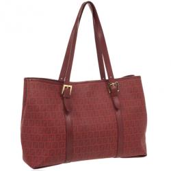 مملوكة مسبقًا Fendi Red Zucchino Canvas Grande Shopping Bag