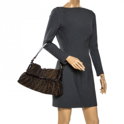 Pre Owned Fendi Tobacco Zucca Canvas Chef Shoulder Bag