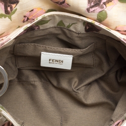 Pre Owned Fendi Beige Floral Print Zucca Canvas and Leather Chef Shoulder Bag
