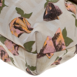 Pre Owned Fendi Beige Floral Print Zucca Canvas and Leather Chef Shoulder Bag