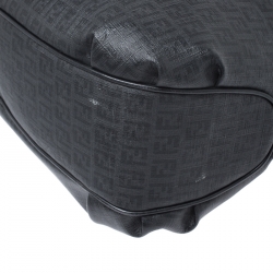 Pre Owned Fendi Black Zucchino Coated Canvas and Leather Chiusura Tote