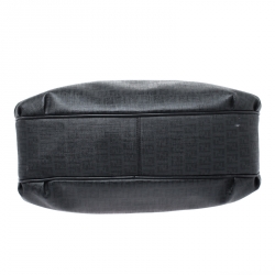 Pre Owned Fendi Black Zucchino Coated Canvas and Leather Chiusura Tote