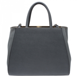 Pre Owned Fendi Grey Leather Medium 2Jours Tote