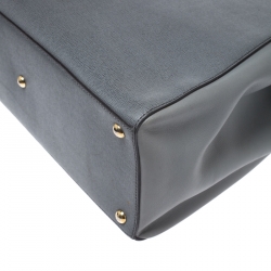 Pre Owned Fendi Grey Leather Medium 2Jours Tote