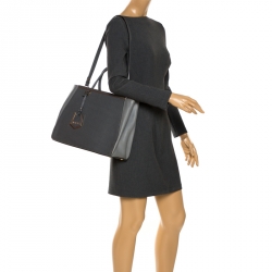 Pre Owned Fendi Grey Leather Medium 2Jours Tote