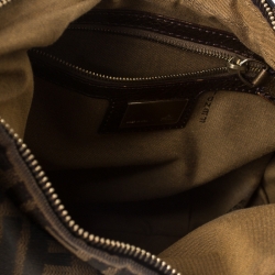 Pre Owned Fendi Brown/Gold Zucca Canvas and Leather Chef Chain Link Hobo