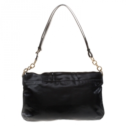 Pre Owned Fendi Black Coated Fabric Mia Flap Bag