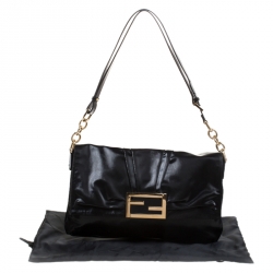 Pre Owned Fendi Black Coated Fabric Mia Flap Bag
