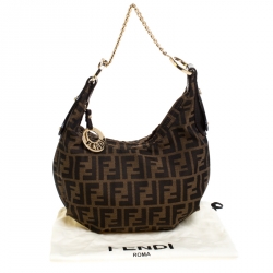 Pre Owned Fendi Tobacco Zucca Canvas Chef Chain Hobo