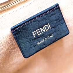 Pre Owned Fendi Tobacco Canvas Large Pequin Stripe Claudia Shoulder Bag