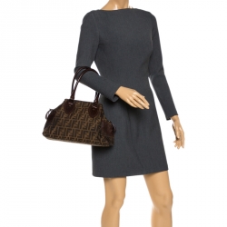 Pre Owned Fendi Brown Canvas Small Zucca Chef De Jour Bag